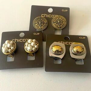 NWT Chico’s Clip Earrings - 3 pairs